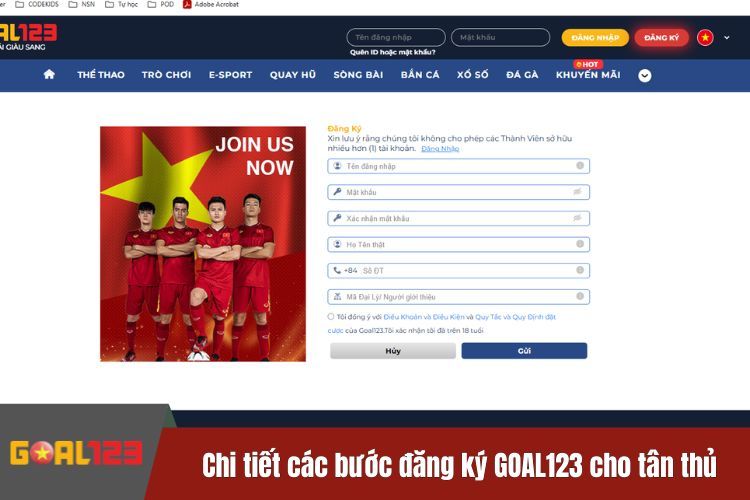 Chi tiết các bước đăng ký GOAL123 cho tân thủ