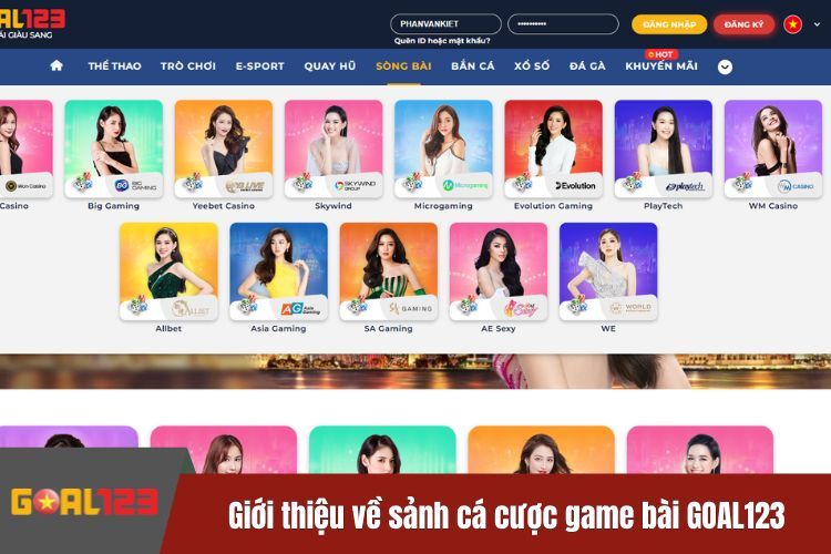 Giới thiệu về sảnh cá cược game bài GOAL123