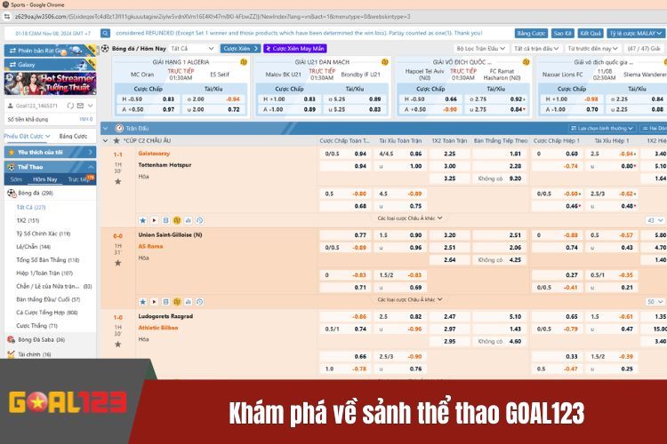 Khám phá về sảnh thể thao GOAL123